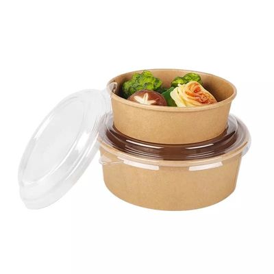 PE voerde Beschikbare het Document van 850ml Kraftpapier Composteerbare Saladekom om te gaan de Salade die van de Voedselcontainer Hete Voedselcontainers verpakken